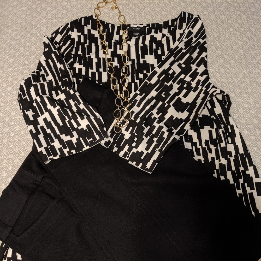 Alfani women 1X tunic, print top asymmetrical hem